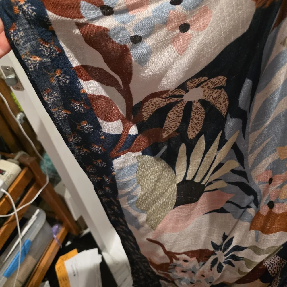 Avenue Zoe Viscose Scarf Cape Shawl.  Floral pattern - Picture 5 of 7